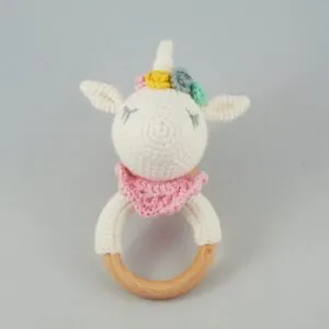 Ръчно Плетена Играчка Дрънкалка Уникорн Амигуруми Ръчно Плетена Играчка Дрънкалка Уникорн Амигуруми