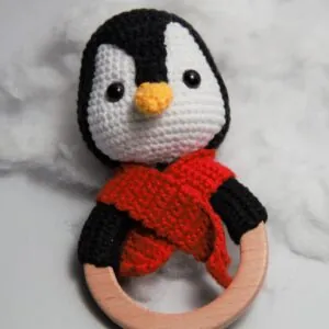 Ръчно Плетена Гризалка Дрънкалка Пингвинче Амигуруми Ръчно Плетена Гризалка Дрънкалка Пингвинче Амигуруми